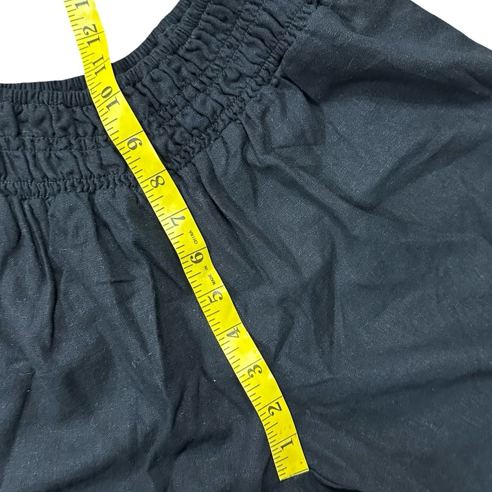 Old Navy Black Linen Blend Super Wide Leg Mid Rise Palazzo Pants Sz XS Stretchy - Picture 10 of 10
